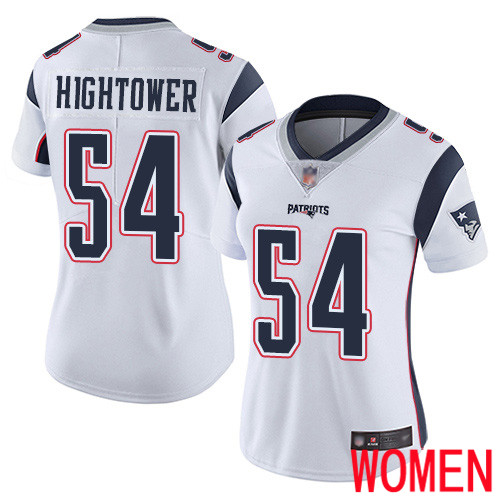 New England Patriots Football #54 Vapor Limited White Women Dont a Hightower Road NFL Jersey
